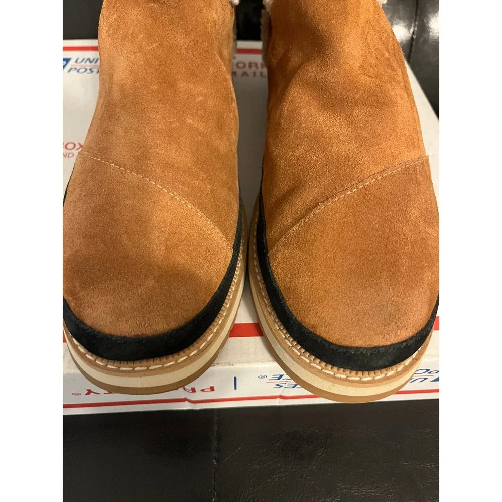 TOMS Tan Suede Faux Fur Shearling Mid Calf Boots